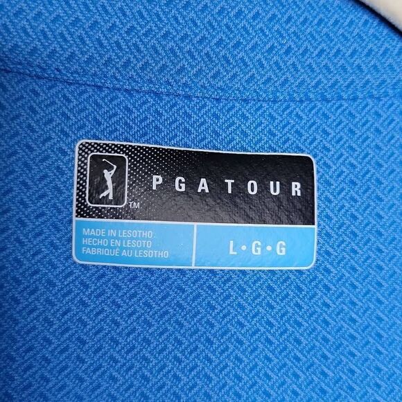 PGA Tour Golf Polo Short Sleeve Shirt Blue Large - Picture 4 of 14